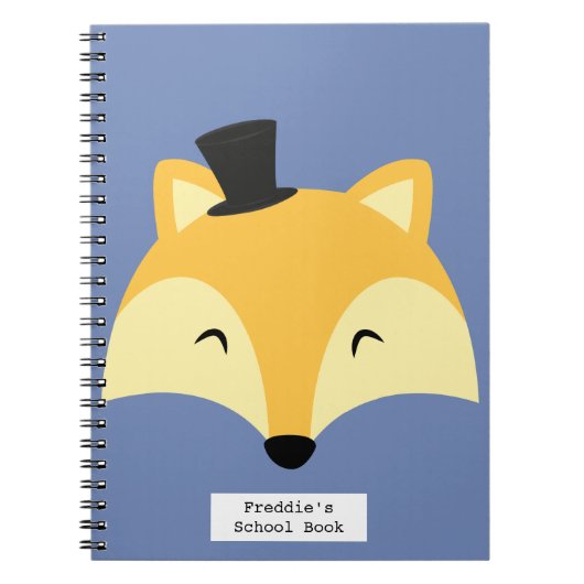 carnet de notes scolaire pour garçon au renard ble (Devant)