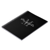 Carnet de notes spirale à monogramme noir et blanc (Côté gauche)