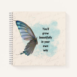 Carnet de notes spirale papillon vintage bleu beig