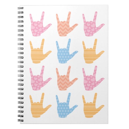 Carnet de notes sur les signes en langue des signe (Devant)