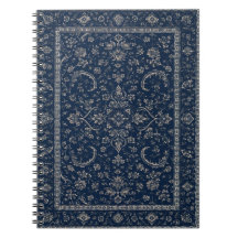 Carnet de notes tapis persan floral bleu marine