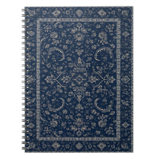 Carnet de notes tapis persan floral bleu marine