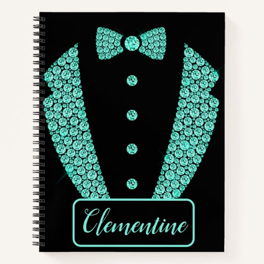 Carnet de notes Tuxedo Parties scintillant Turquoi (Devant)