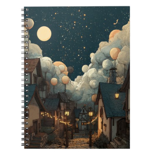 Carnet de nuit Whimsical Starry Village (Devant)