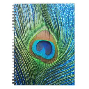 Carnet De paon de plume toujours la vie bleue