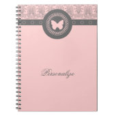 Carnet de papillon gris et rose (Devant)