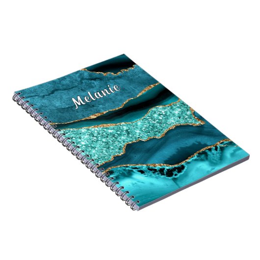 Carnet de Parties scintillant Blue Gold turquoise (Côté Droit)