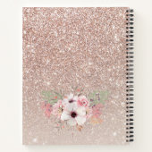 Carnet de Parties scintillant rose or rose Floral (Dos)