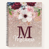 Carnet de Parties scintillant rose or rose Floral (Devant)