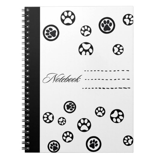 Carnet de pattes de chat noir et blanc (Devant)