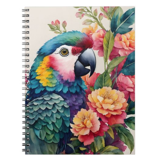 Carnet de perroquets Art floral coloré (Devant)