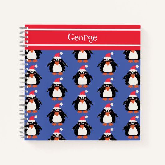 Carnet de pingouin de Noël personnalisé (Devant)
