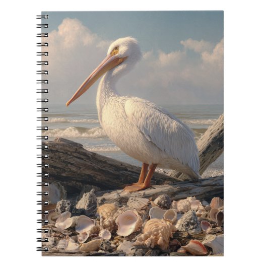 Carnet de plage blanc Pelican Seashell (Devant)