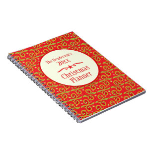 Carnet de planificateur de Noël Paisley rouge