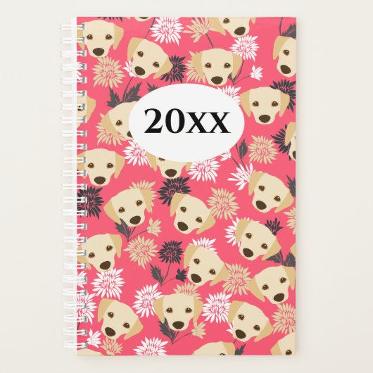 Carnet de planificateur rose Labrador (Devant)