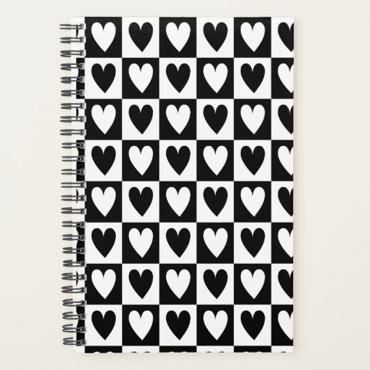 Carnet de planification d'amour à coeurs noirs et (Devant)