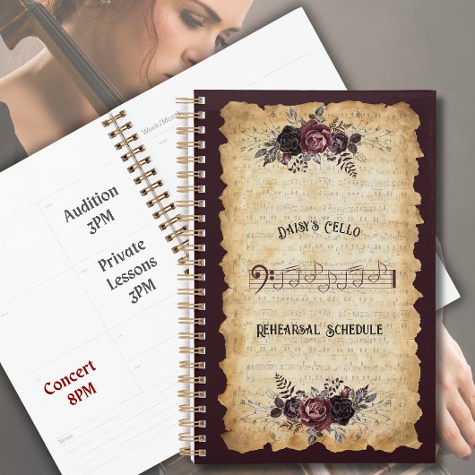 Carnet de planification de répétition de violoncel