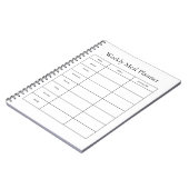Carnet de planification des repas hebdomadaires (Côté gauche)