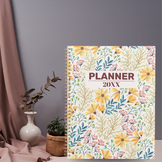 Carnet de planification et journal floral bleu jau