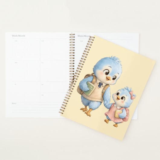 Carnet de planification hebdomadaire Petit Oiseau (Devant avec enveloppe)