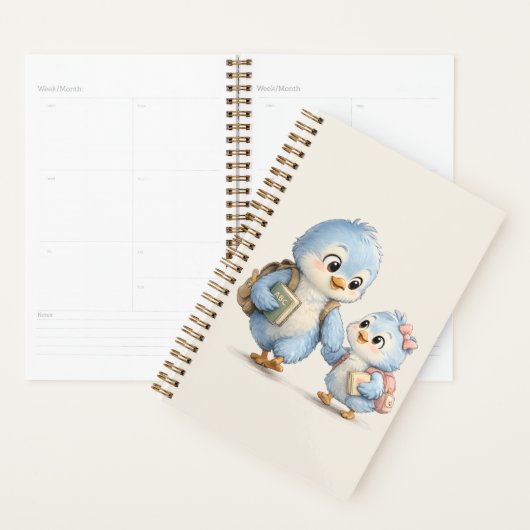Carnet de planification quotidienne Little Blue Bi (Devant avec enveloppe)