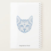 CARNET DE PLANNING CHAT BLEU AVEC FLEURS (Dos)