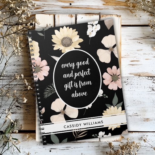 carnet de prière à fleurs noires