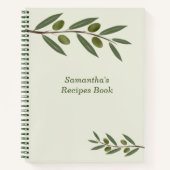 Carnet de recette de la branche d'olive aquarelle (Devant)