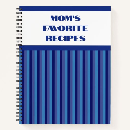 Carnet de recette de spirale bleue striée (Devant)