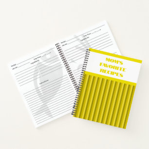 Carnet de recette de spirale rayée jaune