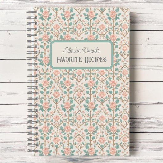 Carnet de recette personnalisé rose vintage