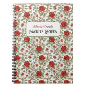 Carnet de recette personnalisée Rose rouge vintage