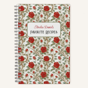 Carnet de recette personnalisée Rose rouge vintage