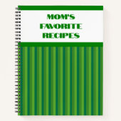 Carnet de recette spirale à rayures vertes (Devant)