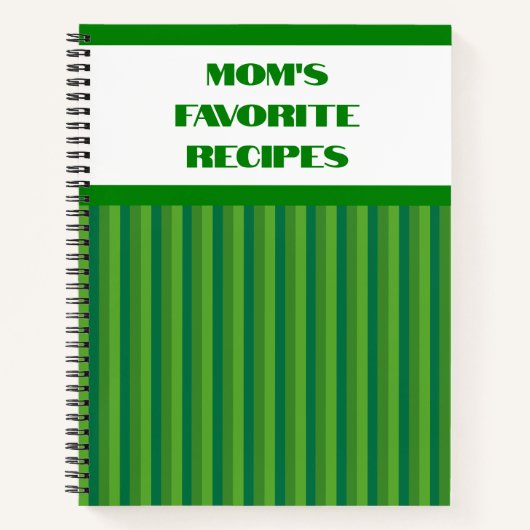 Carnet de recette spirale à rayures vertes (Devant)