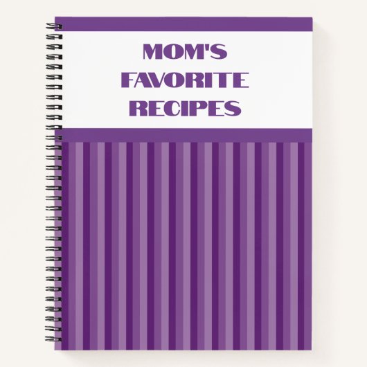 Carnet de recette spirale violet rayé (Devant)
