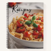 Carnet de recettes avec pâtes et tomates (Devant)
