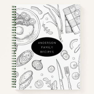 Carnet de recettes de dessin alimentaire personnal