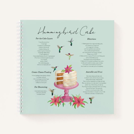 Carnet de recettes de gâteau aux colibris (Devant)
