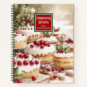 Carnet de recettes de Noël aquarelle personnalisée (Devant)