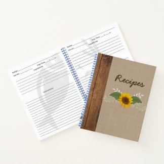 Carnet de recettes de tournesol d'automne rustique