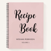 Carnet de recettes Girly Blush Pink Monogram Cookb (Devant)