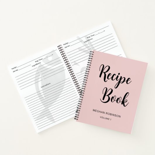 Carnet de recettes Girly Blush Pink Monogram Cookb (Intérieur)