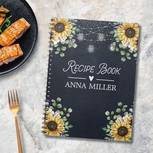 Carnet de recettes léger tournesol eucalyptus noir