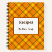 Carnet de recettes modifiables à carreaux rétro or (Devant)
