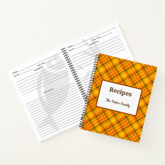 Carnet de recettes modifiables à carreaux rétro or (Intérieur)