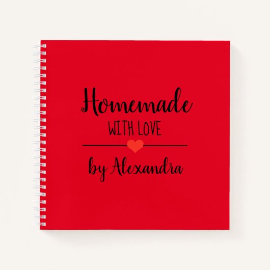 Carnet de recettes Red Homemade moderne avec recet (Devant)