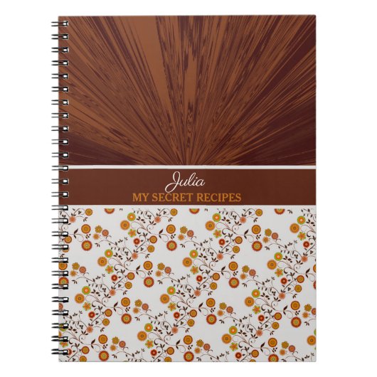 Carnet de recettes secrètes Satin Chocolat/Fleurs (Devant)