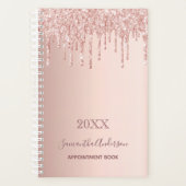 carnet de rendez-vous 2025 rose or rose gouttes (Devant)