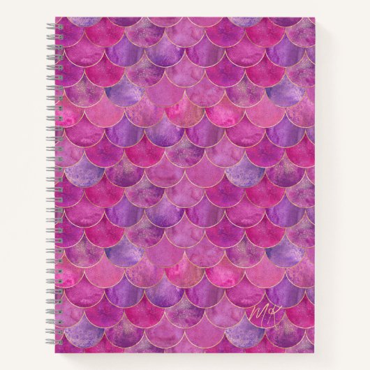 Carnet de sirène de monogramme rose magenta (Devant)